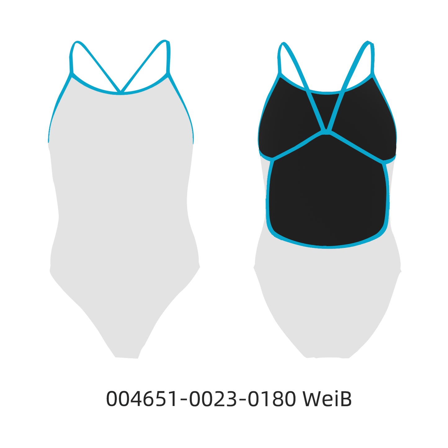 Famos 004651 Woman TWO-COLOR OPEN-BACK Swimsuit Individuelle Badeanzüge