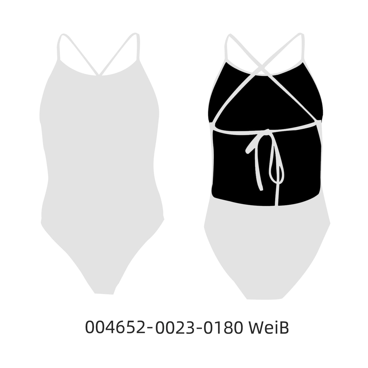 Famos 004652 Woman SINCLE-COLOR TIE-BACK Swimsuit Individuelle Badeanzüge