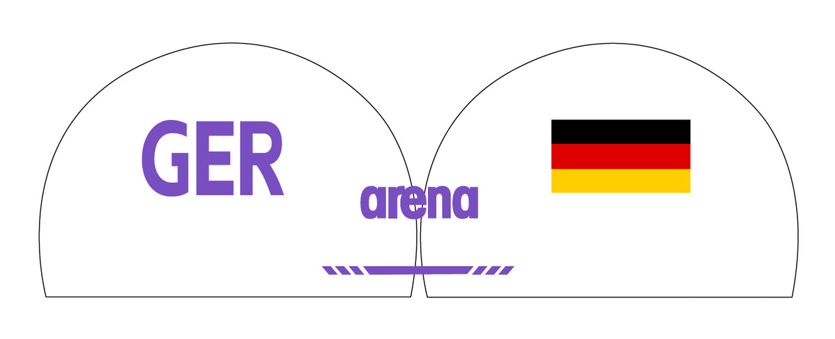 Personalisierte Schwimmkappe – mit Deutschland-Fahne, eigenem Namen & eigenem Vereinslogo – 000400 – ARENA 3D SOFT WETTKAMPF BADEKAPPE DEUTSCHLANDKAPPE / DEUTSCHLAND BADEKAPPE