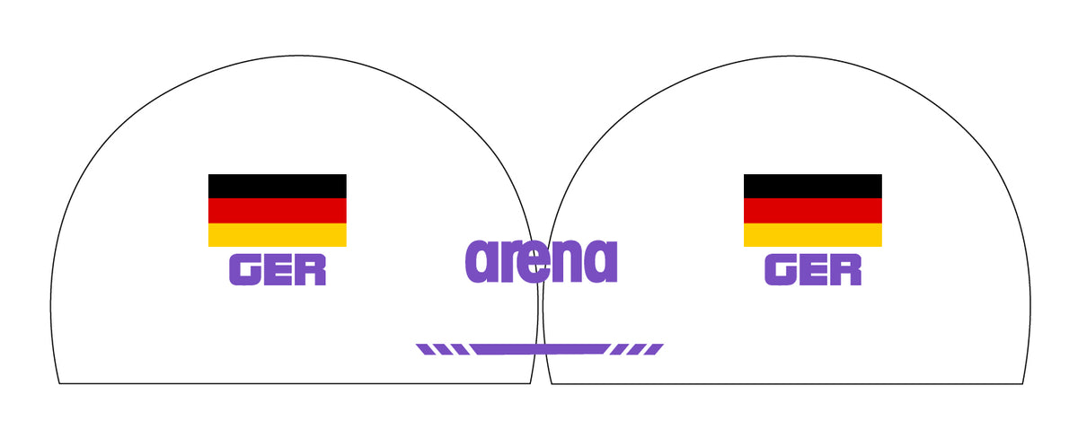 Personalisierte Schwimmkappe – mit Deutschland-Fahne, eigenem Namen & eigenem Vereinslogo – 000400 – ARENA 3D SOFT WETTKAMPF BADEKAPPE DEUTSCHLANDKAPPE / DEUTSCHLAND BADEKAPPE