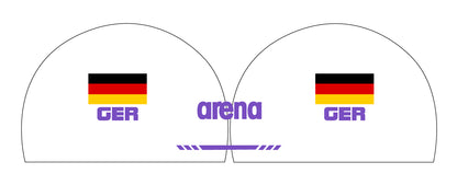Personalisierte Schwimmkappe – mit Deutschland-Fahne, eigenem Namen & eigenem Vereinslogo – 000400 – ARENA 3D SOFT WETTKAMPF BADEKAPPE DEUTSCHLANDKAPPE / DEUTSCHLAND BADEKAPPE