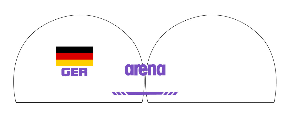 Personalisierte Schwimmkappe – mit Deutschland-Fahne, eigenem Namen & eigenem Vereinslogo – 000400 – ARENA 3D SOFT WETTKAMPF BADEKAPPE DEUTSCHLANDKAPPE / DEUTSCHLAND BADEKAPPE