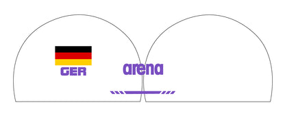 Personalisierte Schwimmkappe – mit Deutschland-Fahne, eigenem Namen & eigenem Vereinslogo – 000400 – ARENA 3D SOFT WETTKAMPF BADEKAPPE DEUTSCHLANDKAPPE / DEUTSCHLAND BADEKAPPE