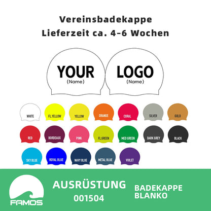 Bedruckte Badekappen aus Silikon mit eigenem Namen & eigenem Vereinslogo / individuellem Design - 001504 - TRAININGSKAPPE DEUTSCHLANDKAPPE / DEUTSCHLAND BADEKAPPE
