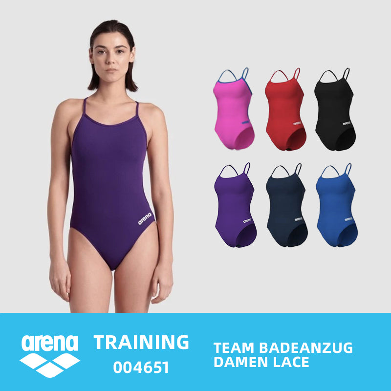 ARENA SOLID BADEANZUG LACE BACK 004651 Damen Swimsuit Women