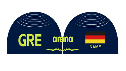 Personalisierte Schwimmkappe – mit Deutschland-Fahne, eigenem Namen & eigenem Vereinslogo – 005371 – AQUAFORCE WAVE CAP ARENA WETTKAMPF BADEKAPPE / DEUTSCHLANDKAPPE / DEUTSCHLAND BADEKAPPE