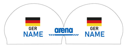 Personalisierte Schwimmkappe – mit Deutschland-Fahne, eigenem Namen & eigenem Vereinslogo – 000400 – ARENA 3D SOFT WETTKAMPF BADEKAPPE DEUTSCHLANDKAPPE / DEUTSCHLAND BADEKAPPE