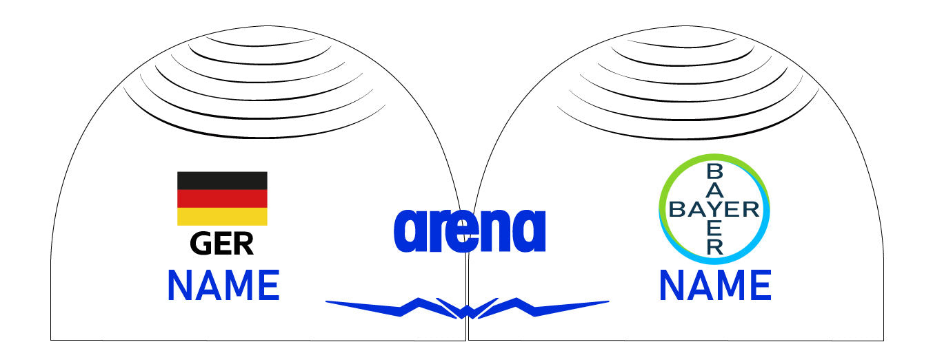 Personalisierte Schwimmkappe – mit Deutschland-Fahne, eigenem Namen & eigenem Vereinslogo – 005371 – AQUAFORCE WAVE CAP ARENA WETTKAMPF BADEKAPPE / DEUTSCHLANDKAPPE / DEUTSCHLAND BADEKAPPE