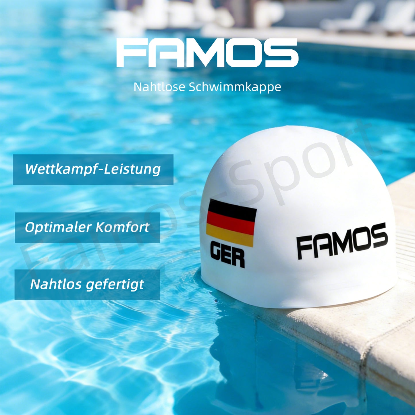 FAMOS 3D Badekappe Schwimmkappe Wettkampfbadekappe 国旗