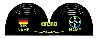 Personalisierte Schwimmkappe – mit Deutschland-Fahne, eigenem Namen & eigenem Vereinslogo – 005371 – AQUAFORCE WAVE CAP ARENA WETTKAMPF BADEKAPPE / DEUTSCHLANDKAPPE / DEUTSCHLAND BADEKAPPE