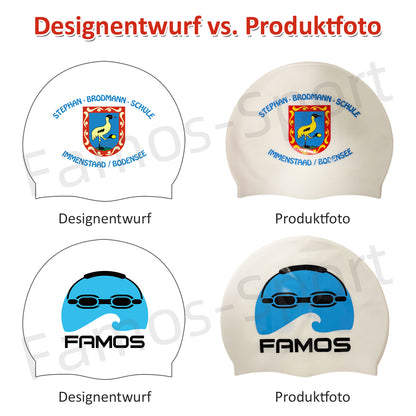 Bedruckte Badekappen aus Silikon mit eigenem Namen & eigenem Vereinslogo / individuellem Design - 001504 - TRAININGSKAPPE DEUTSCHLANDKAPPE / DEUTSCHLAND BADEKAPPE