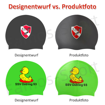 Bedruckte Badekappen aus Silikon mit eigenem Namen & eigenem Vereinslogo / individuellem Design - 001504 - TRAININGSKAPPE DEUTSCHLANDKAPPE / DEUTSCHLAND BADEKAPPE