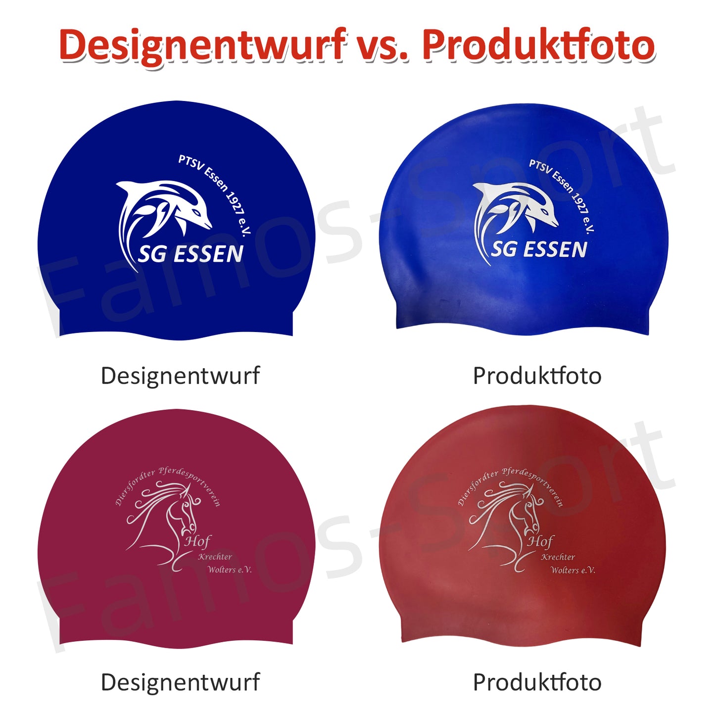 Bedruckte Badekappen aus Silikon mit eigenem Namen & eigenem Vereinslogo / individuellem Design - 001504 - TRAININGSKAPPE DEUTSCHLANDKAPPE / DEUTSCHLAND BADEKAPPE