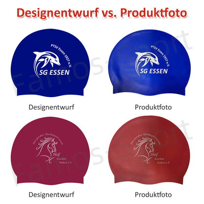 Bedruckte Badekappen aus Silikon mit eigenem Namen & eigenem Vereinslogo / individuellem Design - 001504 - TRAININGSKAPPE DEUTSCHLANDKAPPE / DEUTSCHLAND BADEKAPPE