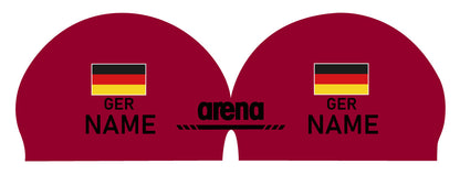 Personalisierte Schwimmkappe – mit Deutschland-Fahne, eigenem Namen & eigenem Vereinslogo – 000400 – ARENA 3D SOFT WETTKAMPF BADEKAPPE DEUTSCHLANDKAPPE / DEUTSCHLAND BADEKAPPE