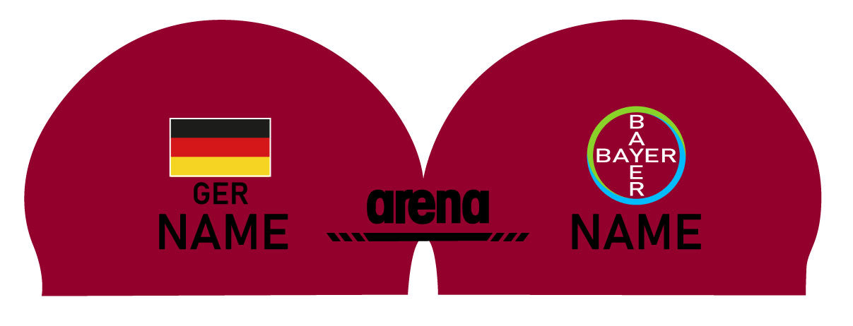 Personalisierte Schwimmkappe – mit Deutschland-Fahne, eigenem Namen & eigenem Vereinslogo – 000400 – ARENA 3D SOFT WETTKAMPF BADEKAPPE DEUTSCHLANDKAPPE / DEUTSCHLAND BADEKAPPE