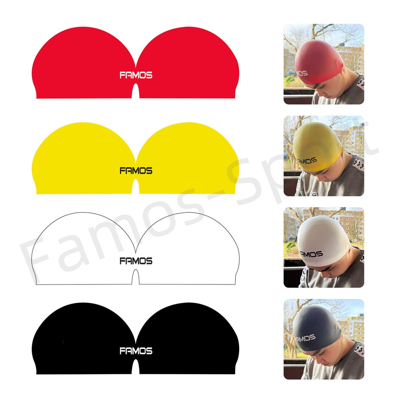 FAMOS 3D Badekappe Schwimmkappe Wettkampfbadekappe