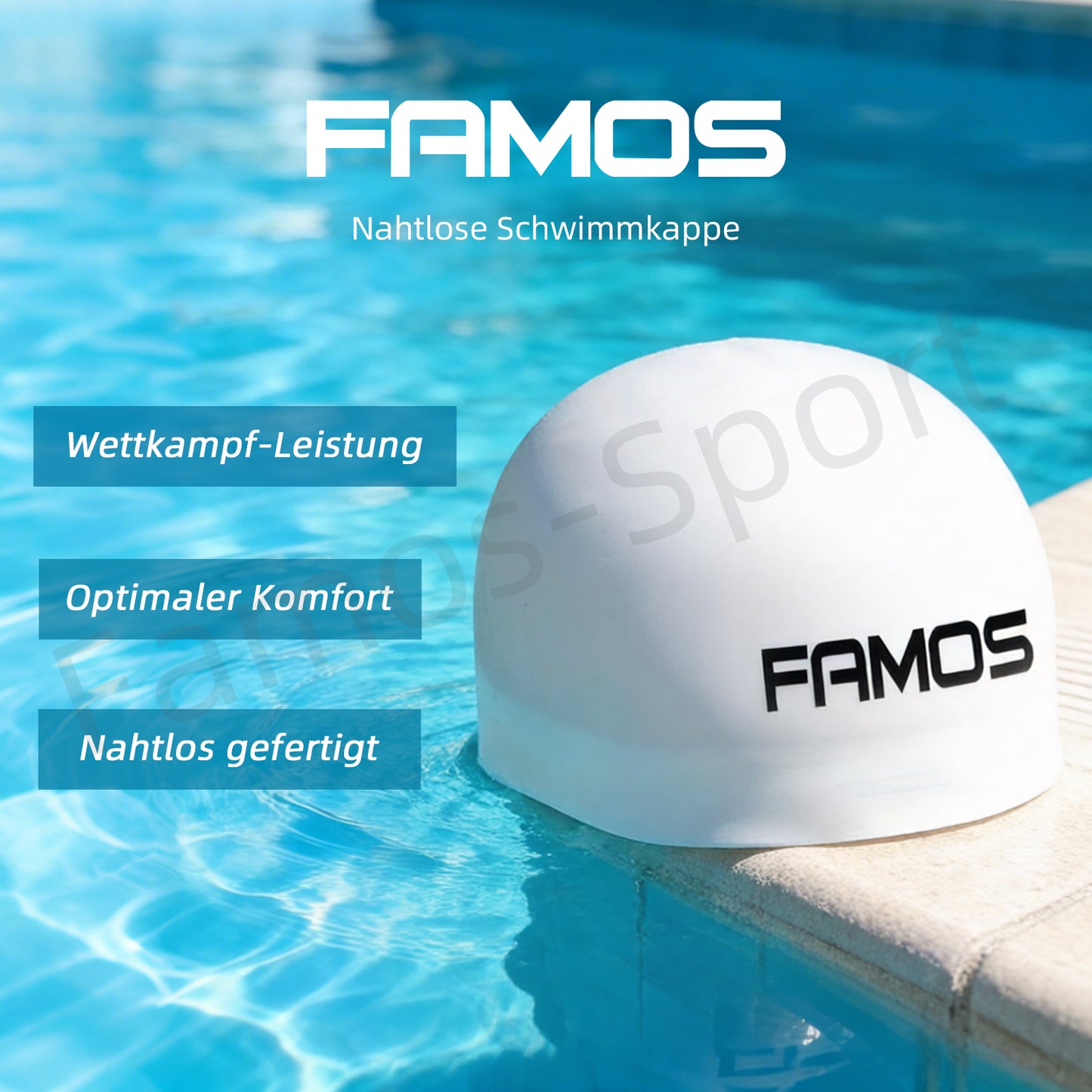 FAMOS 3D Badekappe Schwimmkappe Wettkampfbadekappe