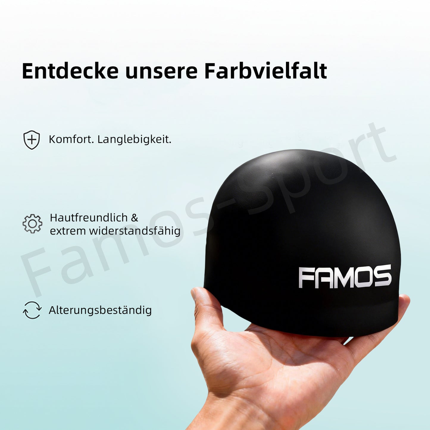 FAMOS 3D Badekappe Schwimmkappe Wettkampfbadekappe