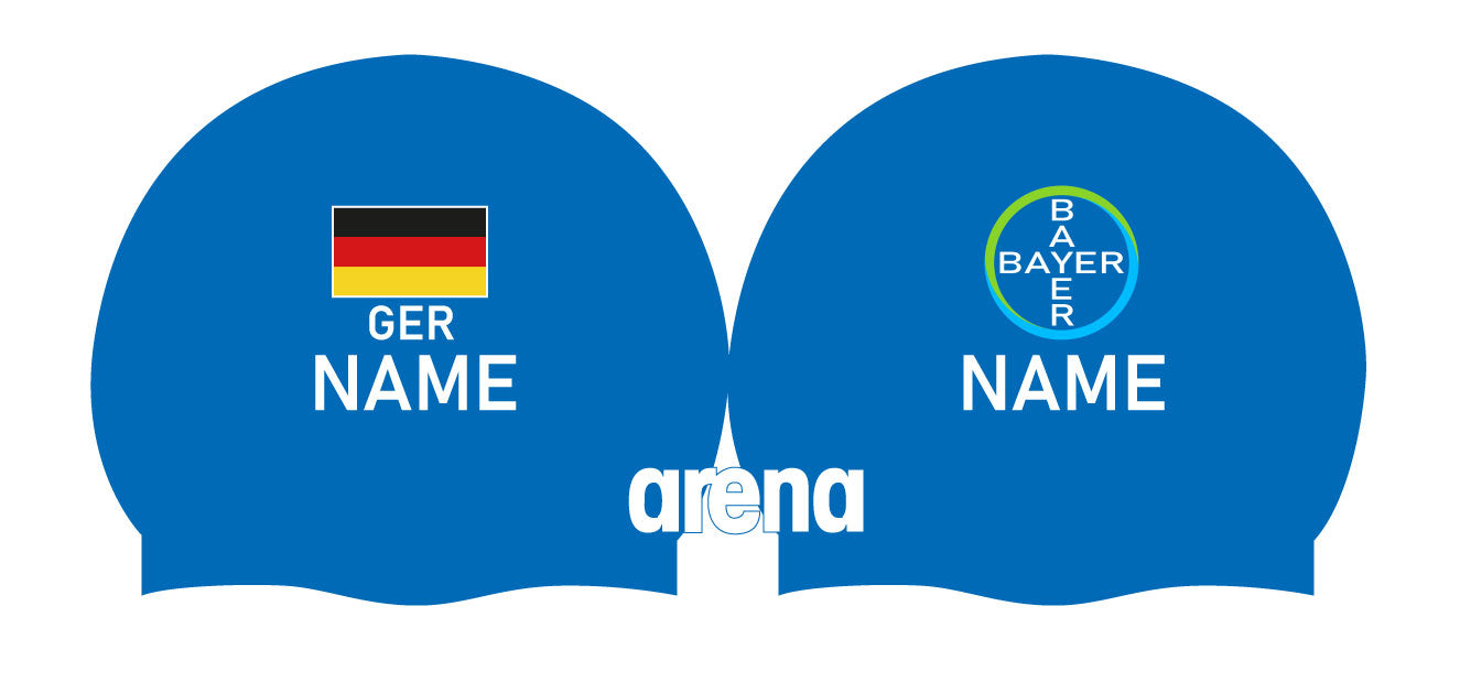 Personalisierte Schwimmkappe – mit Deutschland-Fahne, eigenem Namen & eigenem Vereinslogo –  001451 – ARENA WETTKAMPF-BADEKAPPE MOULDED PRO II / DEUTSCHLANDKAPPE / DEUTSCHLAND BADEKAPPE