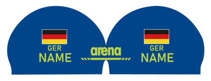 Personalisierte Schwimmkappe – mit Deutschland-Fahne, eigenem Namen & eigenem Vereinslogo – 000400 – ARENA 3D SOFT WETTKAMPF BADEKAPPE DEUTSCHLANDKAPPE / DEUTSCHLAND BADEKAPPE