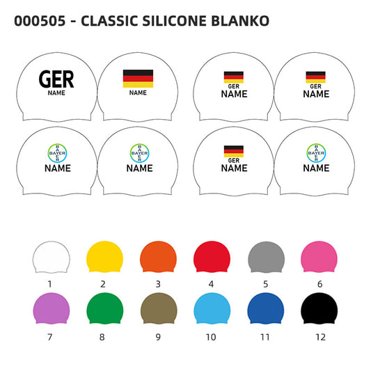 Personalisierte Schwimmkappe – mit Deutschland-Fahne, eigenem Namen & eigenem Vereinslogo – 000505 – BLANKO BADEKAPPE TRAININGSKAPPE / DEUTSCHLANDKAPPE / DEUTSCHLAND BADEKAPPE