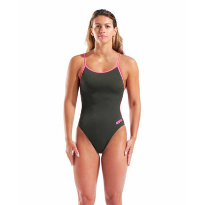 ARENA SOLID BADEANZUG LACE BACK 004651 Damen Swimsuit Women