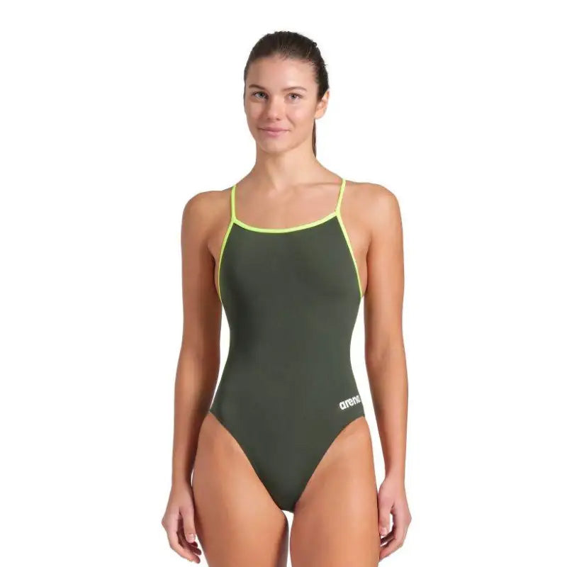 ARENA SOLID BADEANZUG LACE BACK 004651 Damen Swimsuit Women