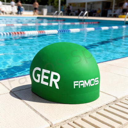 FAMOS 3D Badekappe Nahtlose Schwimmkappe Wettkampf Schwimmkappe Deutschland Flagge GER