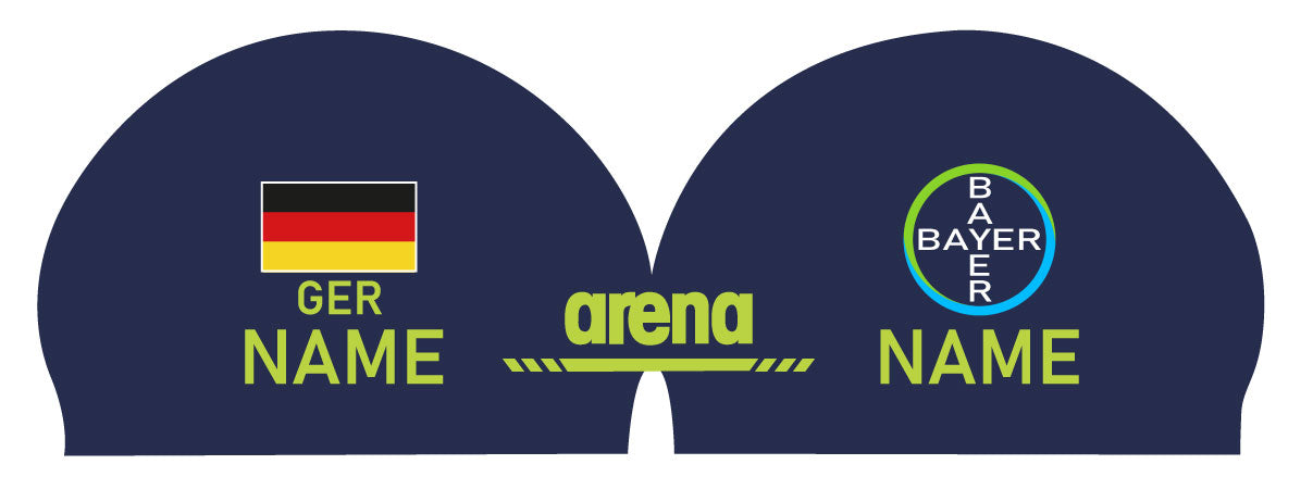 Personalisierte Schwimmkappe – mit Deutschland-Fahne, eigenem Namen & eigenem Vereinslogo – 000400 – ARENA 3D SOFT WETTKAMPF BADEKAPPE DEUTSCHLANDKAPPE / DEUTSCHLAND BADEKAPPE