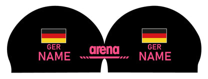 Personalisierte Schwimmkappe – mit Deutschland-Fahne, eigenem Namen & eigenem Vereinslogo – 000400 – ARENA 3D SOFT WETTKAMPF BADEKAPPE DEUTSCHLANDKAPPE / DEUTSCHLAND BADEKAPPE