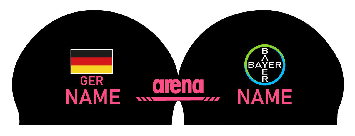 Personalisierte Schwimmkappe – mit Deutschland-Fahne, eigenem Namen & eigenem Vereinslogo – 000400 – ARENA 3D SOFT WETTKAMPF BADEKAPPE DEUTSCHLANDKAPPE / DEUTSCHLAND BADEKAPPE