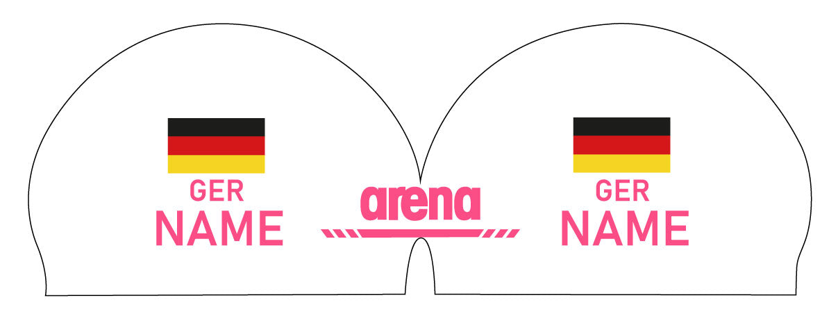 Personalisierte Schwimmkappe – mit Deutschland-Fahne, eigenem Namen & eigenem Vereinslogo – 000400 – ARENA 3D SOFT WETTKAMPF BADEKAPPE DEUTSCHLANDKAPPE / DEUTSCHLAND BADEKAPPE