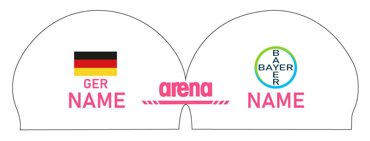 Personalisierte Schwimmkappe – mit Deutschland-Fahne, eigenem Namen & eigenem Vereinslogo – 000400 – ARENA 3D SOFT WETTKAMPF BADEKAPPE DEUTSCHLANDKAPPE / DEUTSCHLAND BADEKAPPE