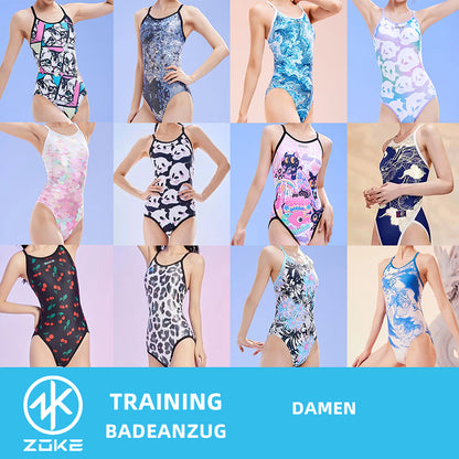 ZOKE Schwimmanzug Einteilige Badeanzüge Damen Trainingbadeanzug