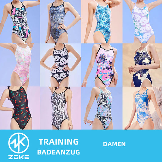 ZOKE Schwimmanzug Einteilige Badeanzüge Damen Trainingbadeanzug