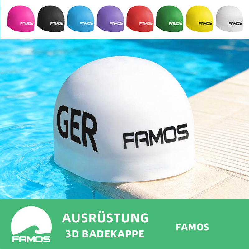 FAMOS 3D Badekappe Nahtlose Schwimmkappe Wettkampf Schwimmkappe Deutschland Flagge GER
