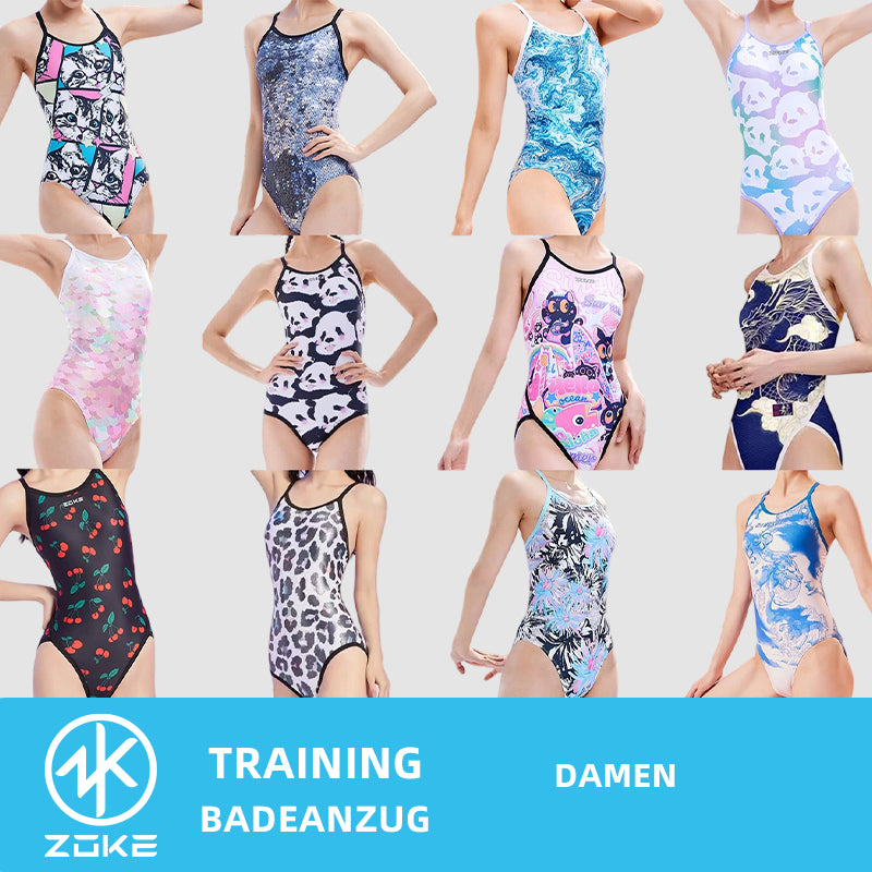 ZOKE Schwimmanzug Einteilige Badeanzüge Damen Trainingbadeanzug