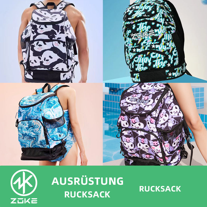 ZOKE Schwimmrucksack Schwimmtasche Rucksack Training verschiedenen Farbe Blau Panda Sport Kuromi